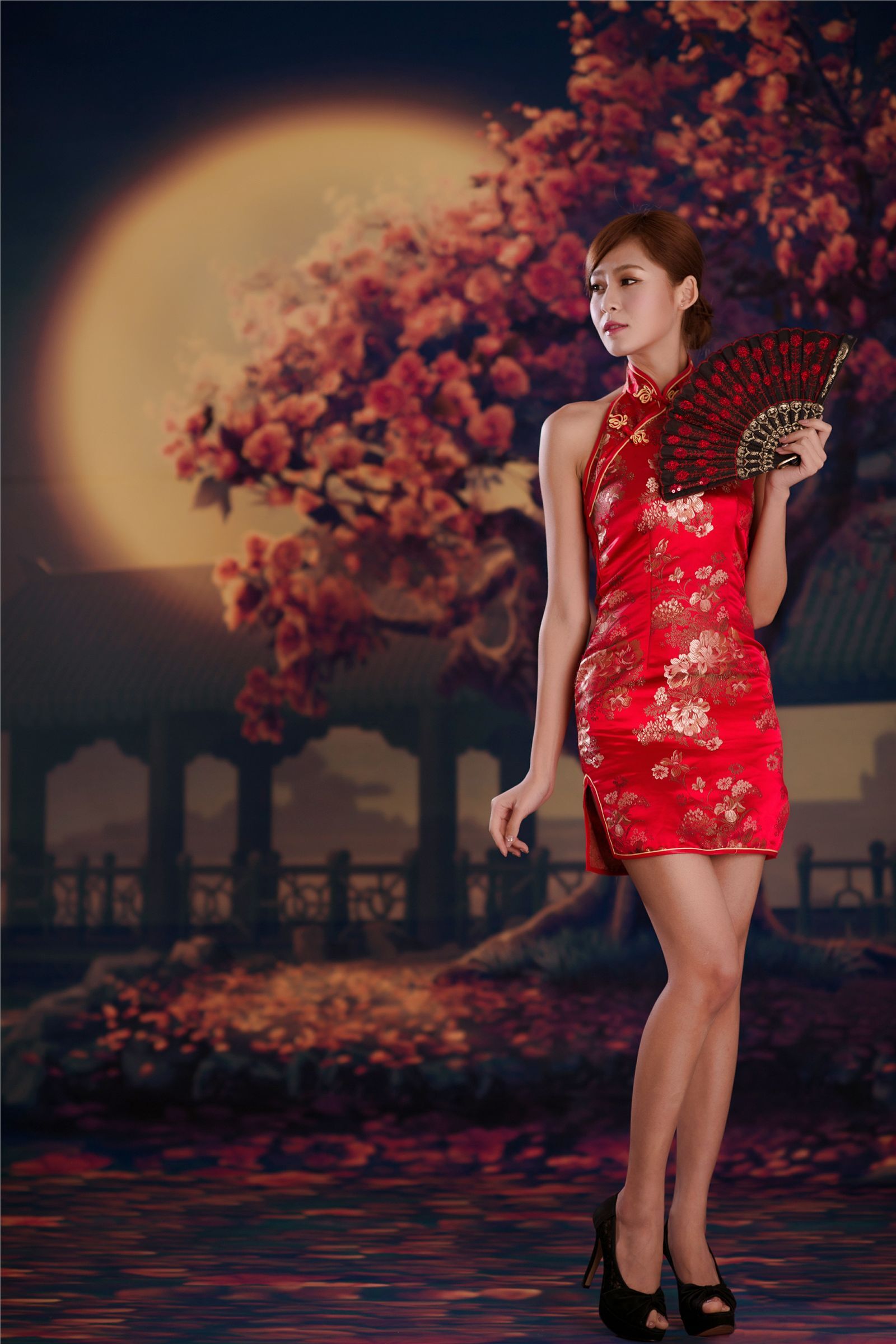 Beautyleg Winnie小雪红色旗袍性感迷人